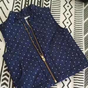 Navy white Polka Dot Vest